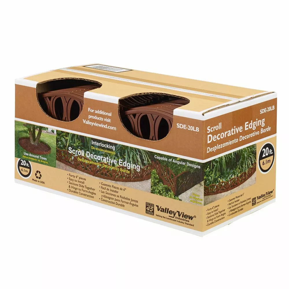 Valley View Interlocking Scroll Edging, SDE-20LB, Brown, 20 FT 3 Valley View Interlocking Scroll Edging, SDE-20LB, Brown, 20 FT