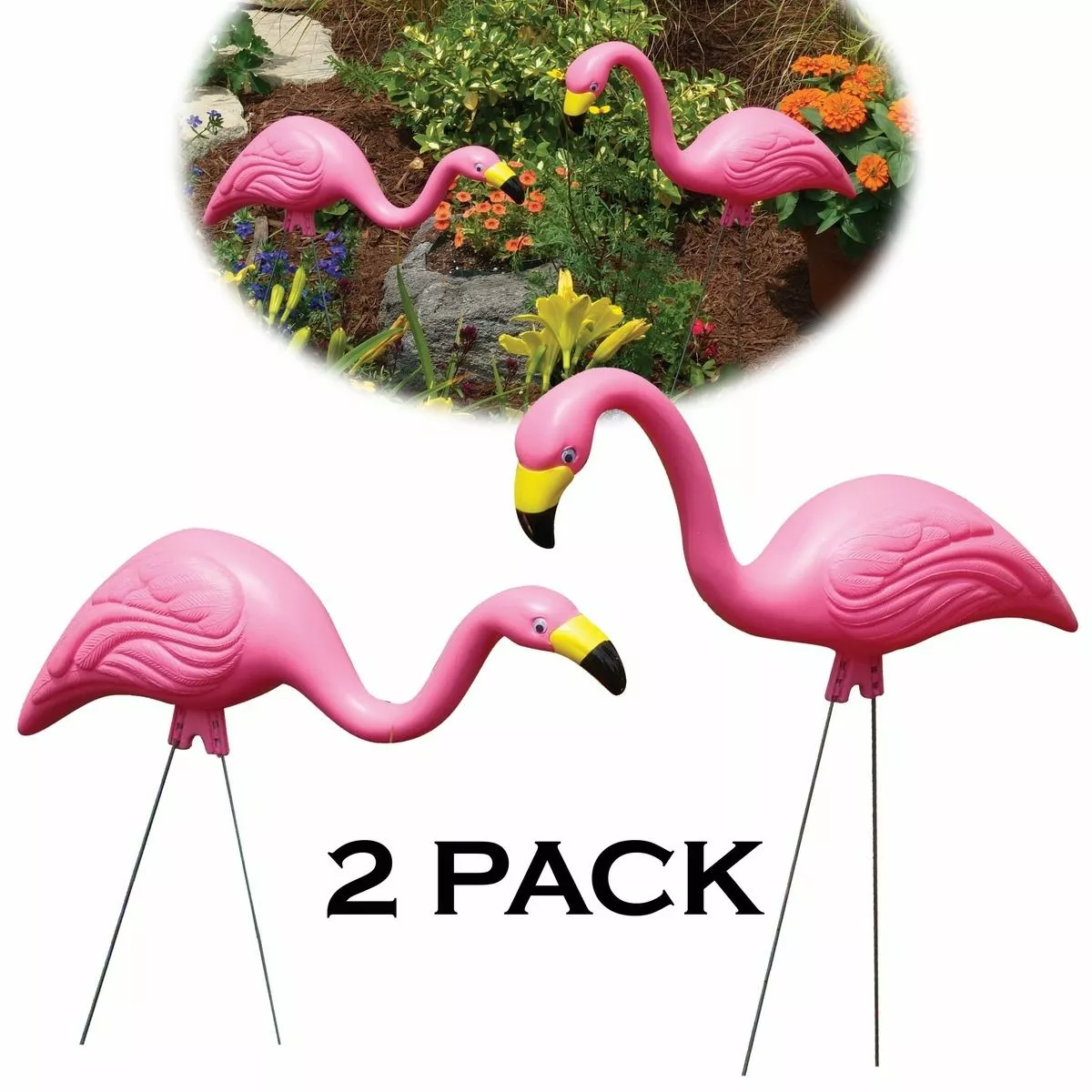 Bloem Flamingo Garden Yard Statue, Pink, 2-Pack, G2, 25 IN 3 Bloem Flamingo Garden Yard Statue, Pink, 2-Pack, G2, 25 IN
