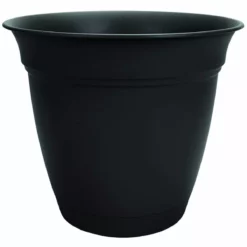 The HC Companies Eclipse Round Plastic Planter, ECA10000G18, Black, 10 IN