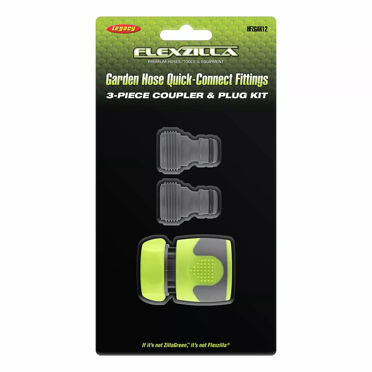 Flexzilla Garden Hose Quick-Connect Fitting Coupler & Plug Kit, ZillaGreen, 3-Piece, HFZGAK12 6 Flexzilla Garden Hose Quick-Connect Fitting Coupler & Plug Kit, ZillaGreen, 3-Piece, HFZGAK12 - Image 4