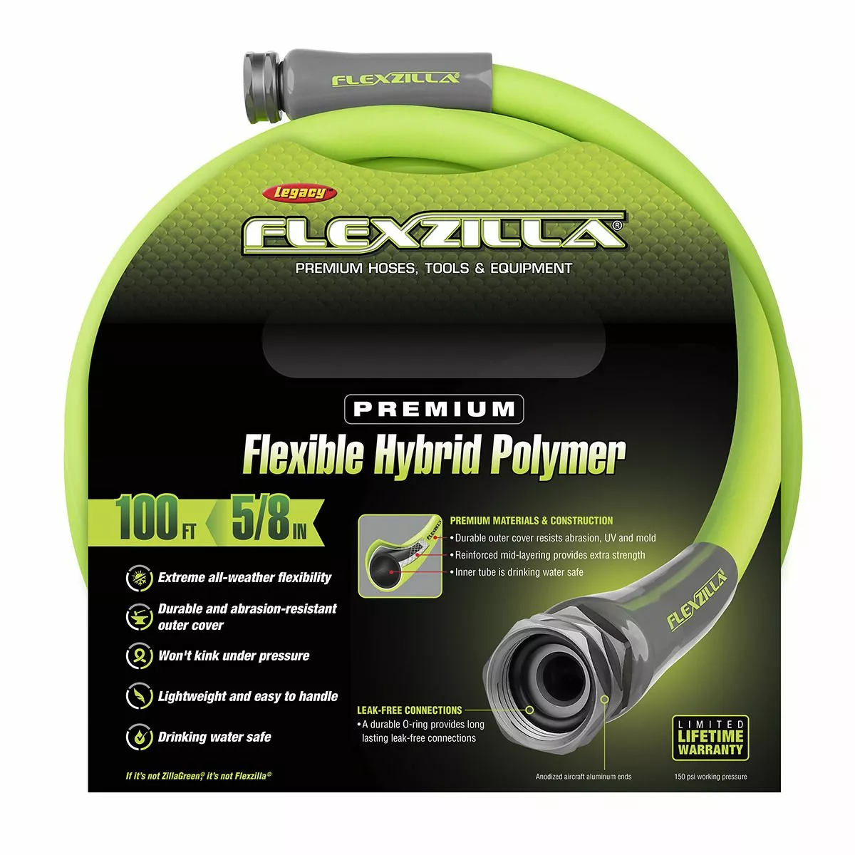 Flexzilla Garden Hose, 3/4 IN - 11 1/2 IN GHT Fittings, HFZG5100YW, 5/8 IN x 100 FT 5 Flexzilla Garden Hose, 3/4 IN - 11 1/2 IN GHT Fittings, HFZG5100YW, 5/8 IN x 100 FT - Image 3