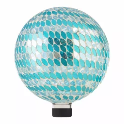 Alpine Mosaic Gazing Globe with Blue Petals, HGY428