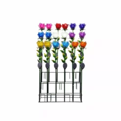 Alpine Solar Glass Rose Garden Stake, Assorted Colors, KUR144A