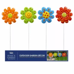 Alpine Colorful Metal Flower Pot Stickers, Assorted Colors, QEL386ABB-S