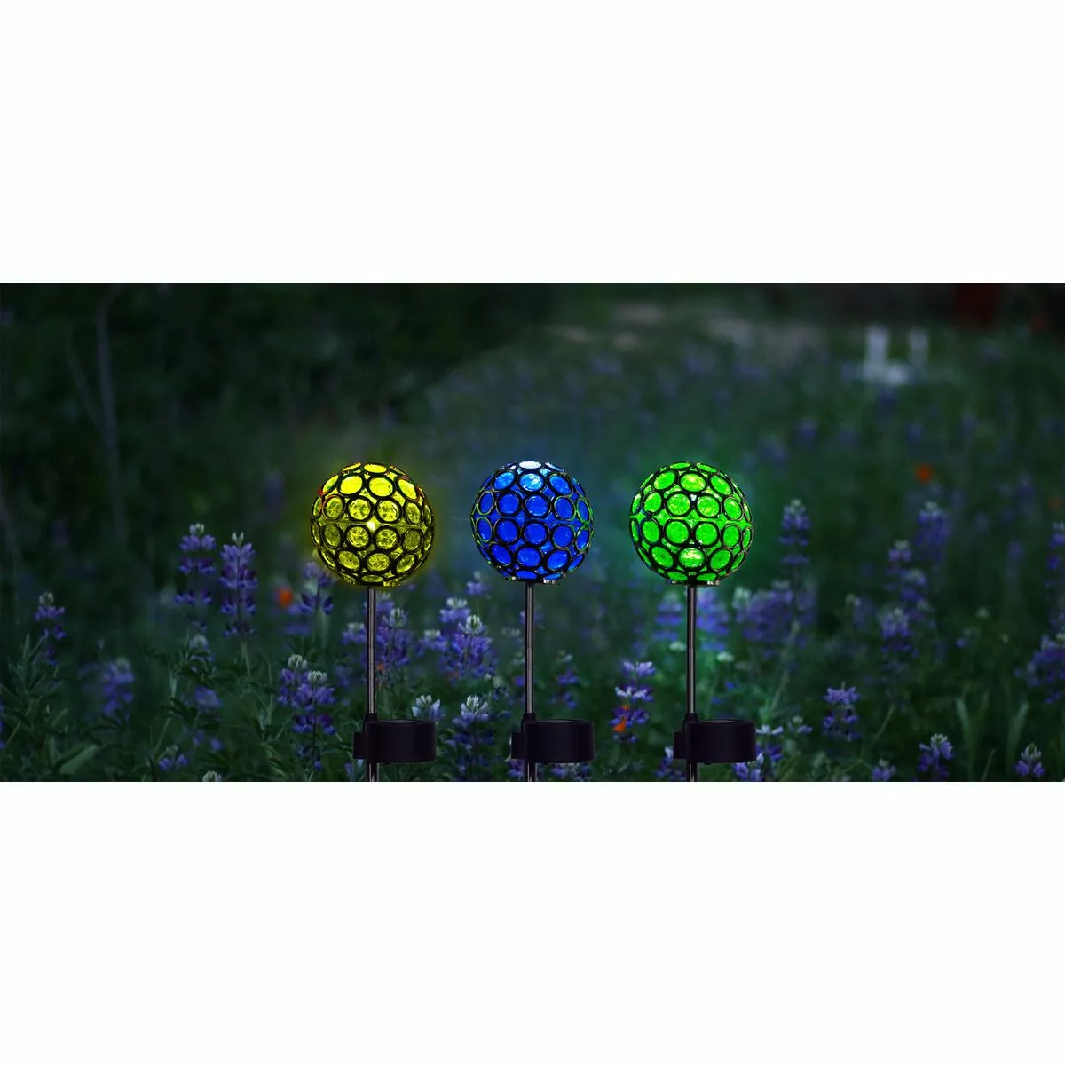 Alpine Solar Ball Garden Stake with LED Light, Assorted Colors, SKY212ABB 4 Alpine Solar Ball Garden Stake with LED Light, Assorted Colors, SKY212ABB - Image 2
