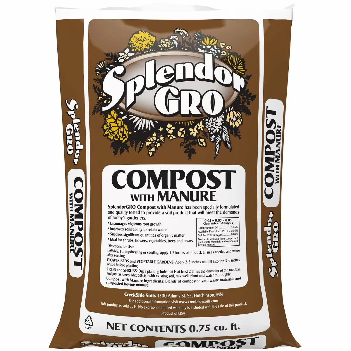 Splendor Gro Compost with Manure, 714-9, 36 LB Bag 3 Splendor Gro Compost with Manure, 714-9, 36 LB Bag