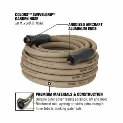Colors SwivelGrip Garden Hose, 3/4 IN - 11 1/2 IN GHT Fittings, Brown Mulch, HFZC550BRS, 5/8 IN x 50 FT -Lawn & Garden Store sftp a s assets20220720000000012